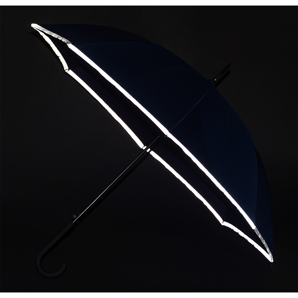 Parasol z taśmą odblaskową Refu, czarny - obrazek 3