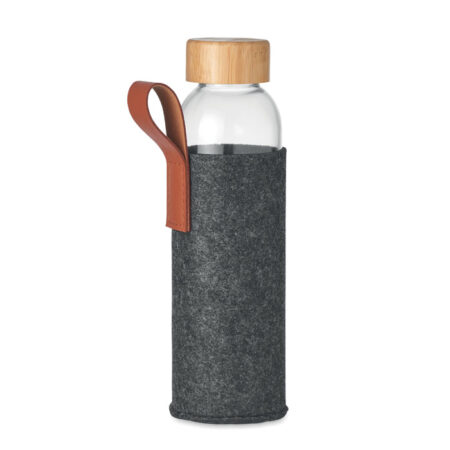 MO6800-15 gadżety reklamowe Szklana butelka 500 ml Szary z logo