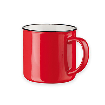 Kubek retro z logo ceramiczny 320 ml czerwony