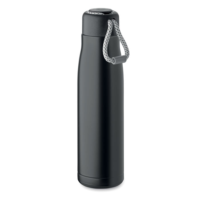 MO2413-03 gadżety reklamowe Butelka dwuścienna 500 ml Czarny z logo