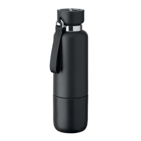 MO2716-03 gadżety reklamowe Butelka dwuścienna 500 ml Czarny z logo
