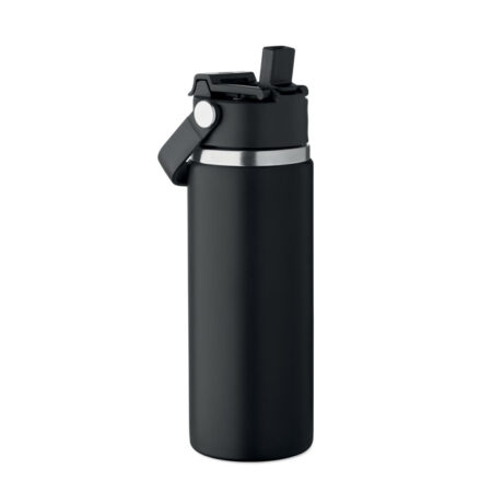 MO2775-03 gadżety reklamowe Butelka dwuścienna 500 ml Czarny z logo