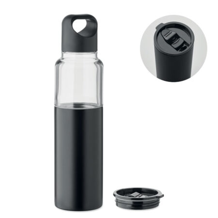 MO2789-03 gadżety reklamowe Butelka 2 w 1 610 ml Czarny z logo