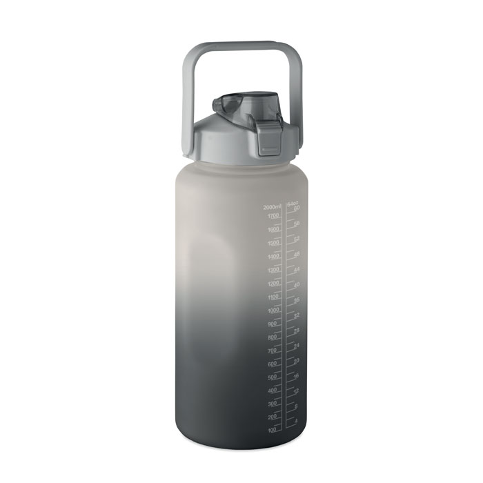 MO2791-03 gadżety reklamowe Butelka na wodę RPET 2000ml Czarny z logo