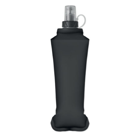 MO2962-03 gadżety reklamowe Składana butelka na wodę 500ml Czarny z logo