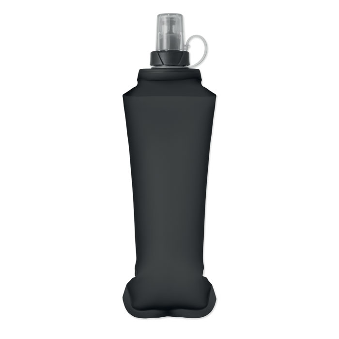 MO2962-03 gadżety reklamowe Składana butelka na wodę 500ml Czarny z logo