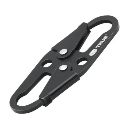 Karabinek z logo True Utility DoubleTrap2 – podwójny, czarny